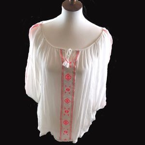 Lorimer boho embroider blouse bohemian top Large L